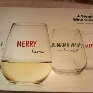 Holiday Stemless Wine Glasses